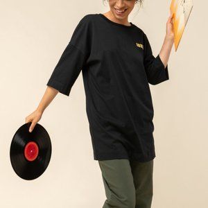 Roxy Macrame Hour Anthracite Graphic T Shirt Tee Oversized, XS, NWT